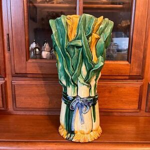 Rare Antique French Majolica Canna flower Bouquet Vase – Mid-Century Italian Tro